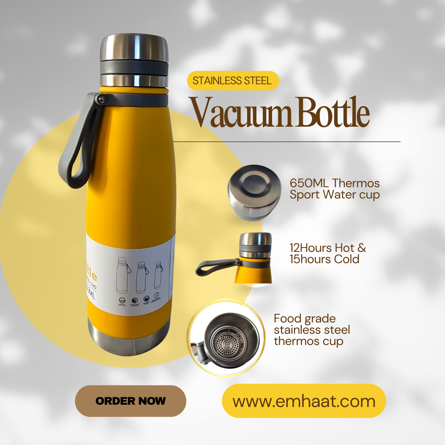 650ML Thermos Cold and Hot Drinks Coffee Vacuum Bottle