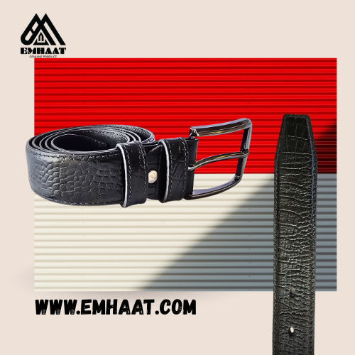 Genuine Leather Belt Crocodile Style With Buckle For Men